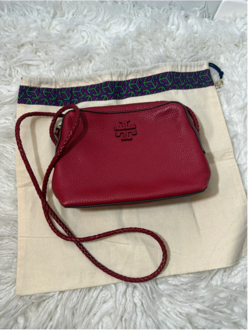 Tory Burch Deep red crossbody with braided strap small